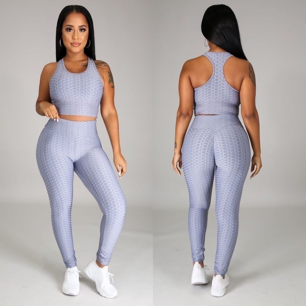 1 Left!! Put In Work Legging Set - Light Grey